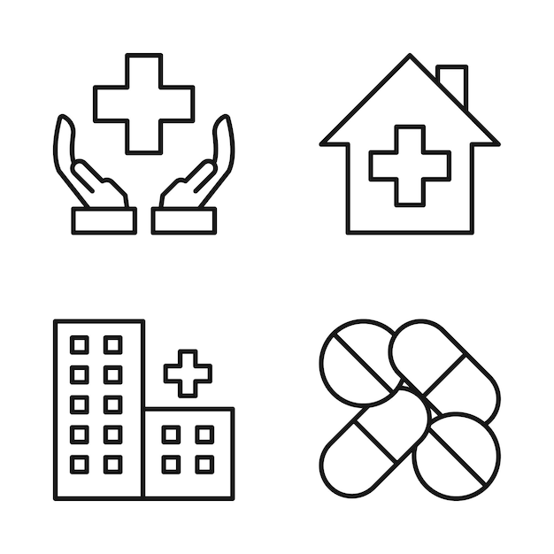 Editable Set Icon of Healthcare Hospital Vector illustration isolated on white background using for Presentation website or mobile app