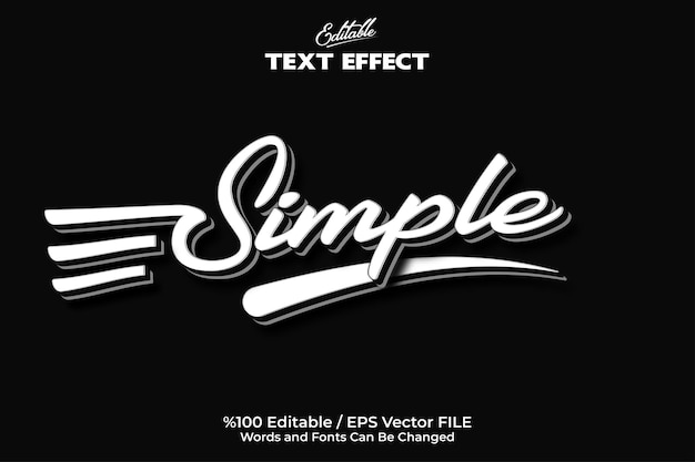 Editable 'simple' text effect written on a black background