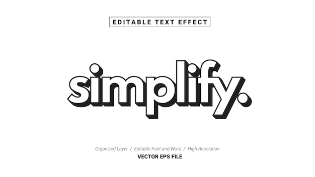 Editable Simplify Font Typography Template Text Effect Style Lettering Vector Illustration Logo