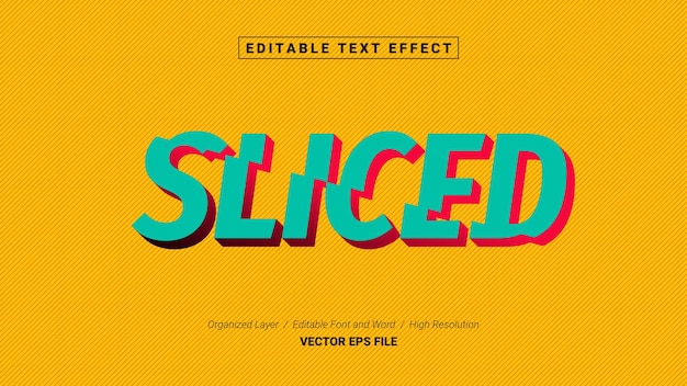 Editable Sliced Font Typography Template Text Effect Style Lettering Vector Illustration Logo