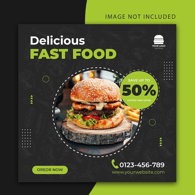 Editable Social Media Post Or Website Banner Template For Food Or Restaurant