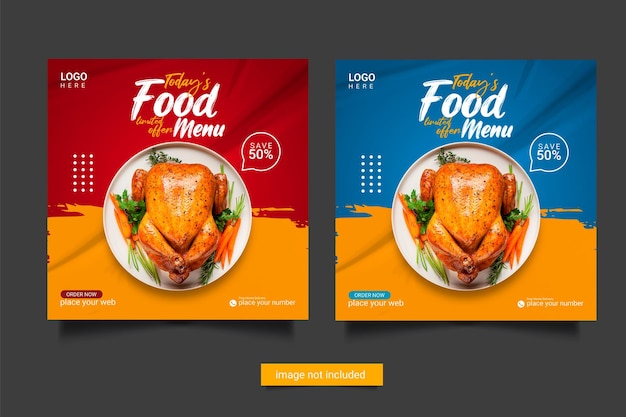 Editable square banners. Food  post template design. Suitable for Social Media Post