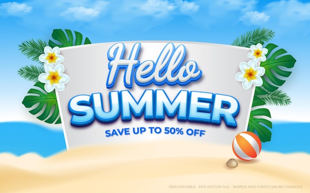 Editable Summer text effect End of season summer sale promotion