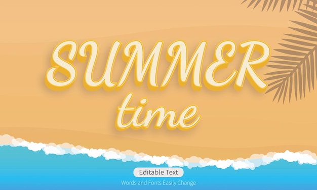 Editable Summer Time text EPS, beach vector concept, warm color idea, summer tourism banner