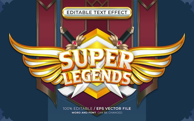 Editable Super Legends Text Effect with Winged Emblem