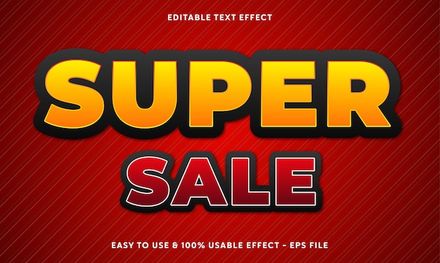 editable super sale vector text effect with modern style design