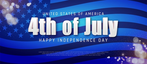 Editable text 4th of july happy independence day in flag background