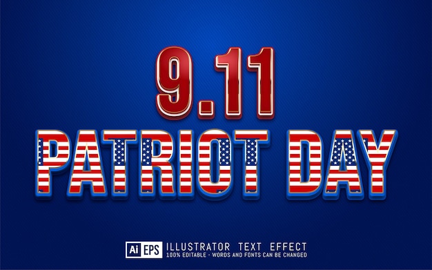 Editable text 9.11 patriot day suitable for banner national day