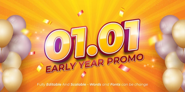 Editable text Early year promo sale banner suitable for business retail promotion