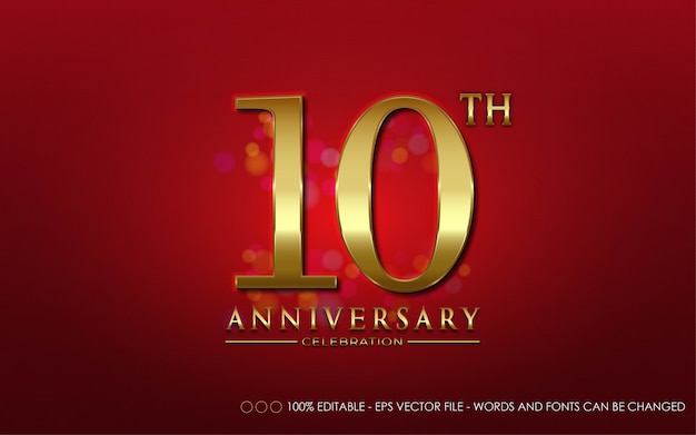 Editable text effect, 10th Anniversary Celebration style illustrations