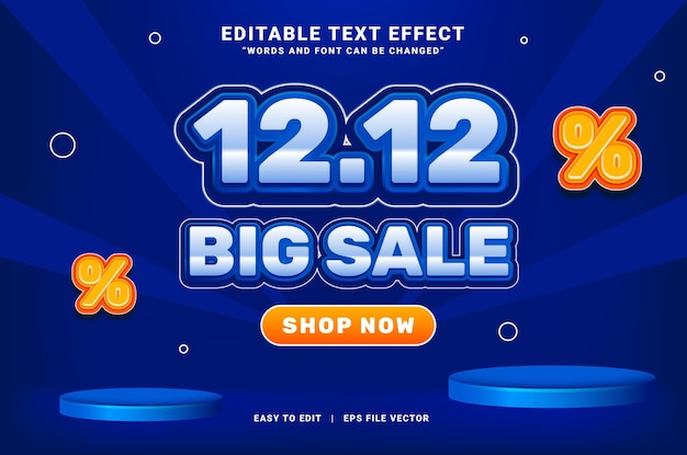 Editable text effect 1212 big sale event