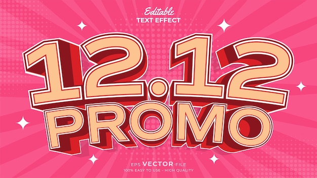 Editable text effect 1212 Promotion Sale 3d template style