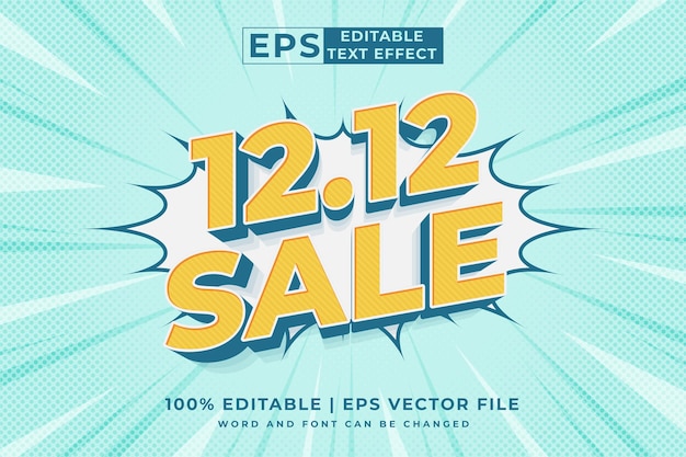 Editable text effect 1212 sale 3d cartoon style premium vector