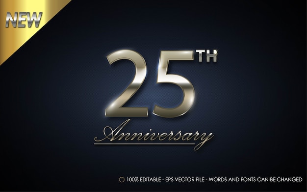 Editable text effect, 25th Anniversary style illustrations