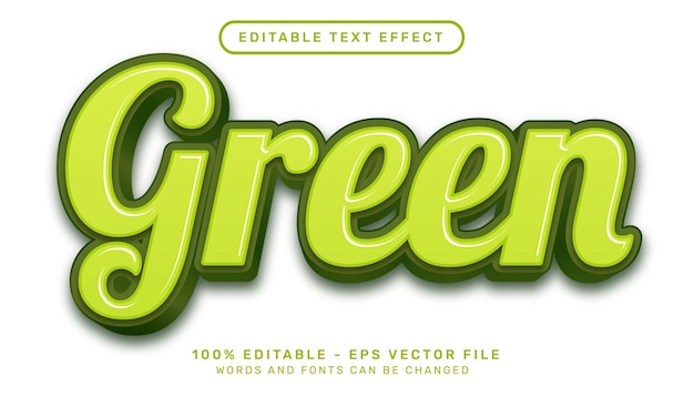 Editable text effect  3d green style concept