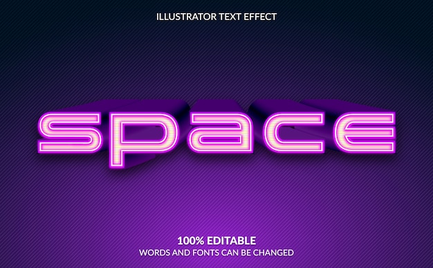 Editable Text Effect, 3D Space Text Style