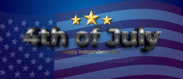 Editable text effect 4th july happy independence day suitable for banner template