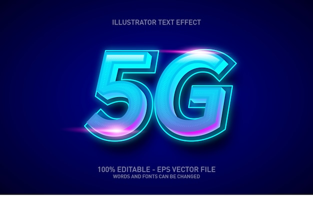 Editable text effect, 5G neon style illustrations