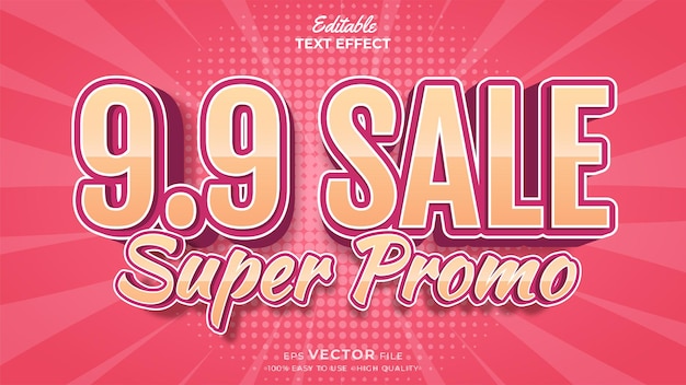 Editable text effect 99 Promotion Sale 3d template style