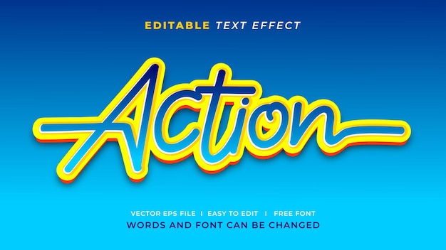 Editable text effect action 3d style