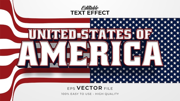 Editable text effect america flag style Independence day USA 4 July