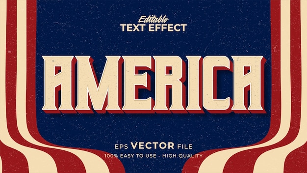 Editable text effect america flag style Independence day USA 4 July