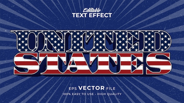 Editable text effect america flag style Independence day USA 4 July