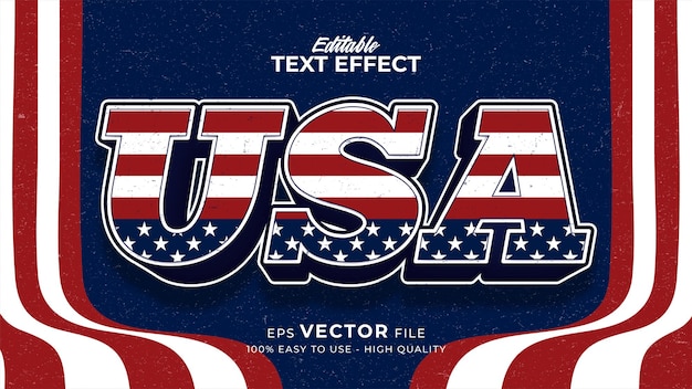 Editable text effect america flag style Independence day USA 4 July