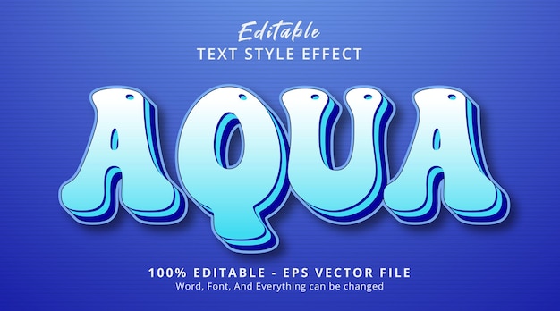 Editable text effect, Aqua text on layered blue style effect