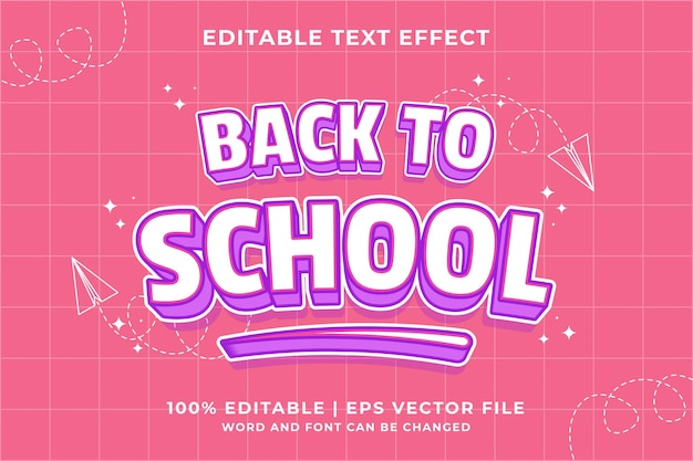 Editable text effect Back To School Cartoon template style premium vector