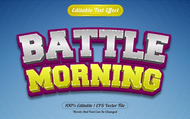 Editable text effect battle morning template style