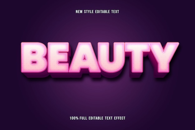 Editable text effect beauty color white and pink