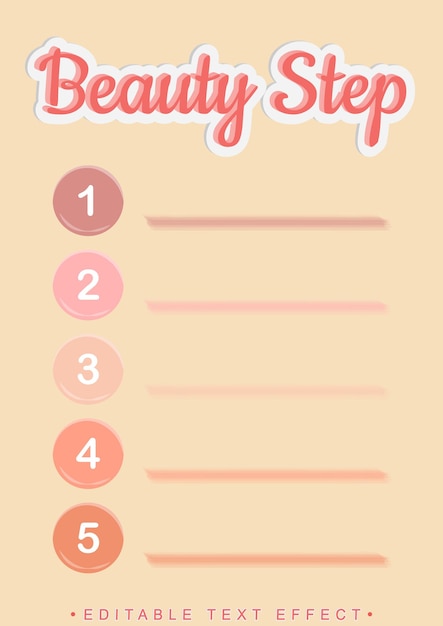 Editable Text Effect for Beauty Step Design with Color Palette