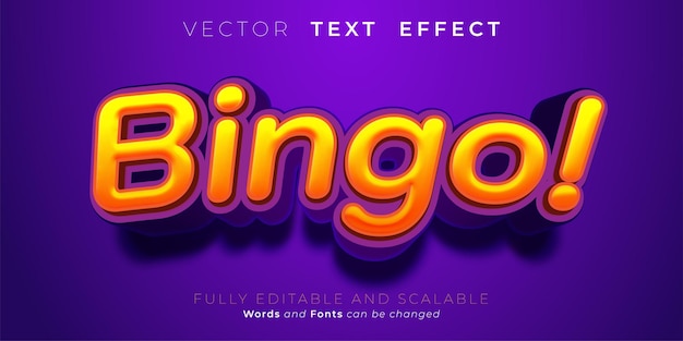 Editable text effect bingo with 3D style lettering