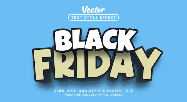 Editable text effect Black Friday text on white and blue glossy style