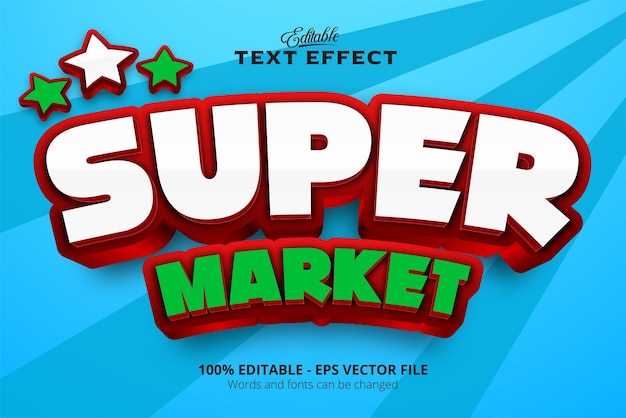 Editable text effect Blue background Super Market text