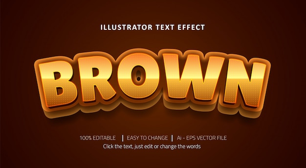 Editable text effect Brown title Premium 