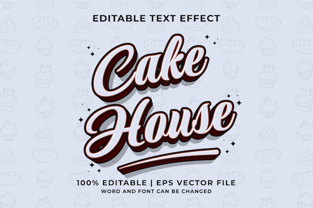 Editable text effect  Cake House 3d Cartoon Cute template style premium vector