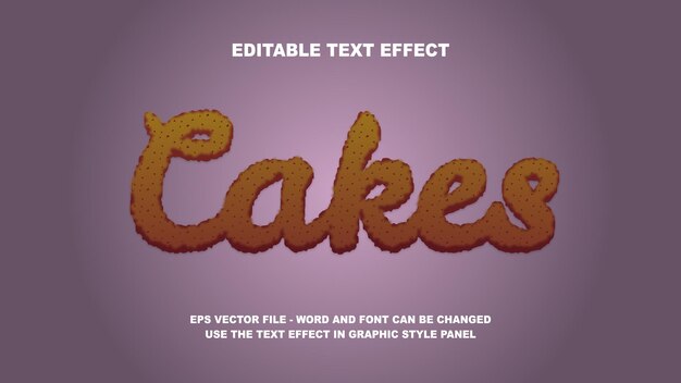 Editable Text Effect Cakes 3D Vector Template