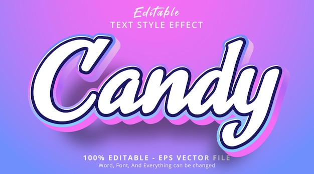 Editable text effect, Candy text on purple gradient style effect