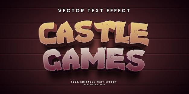 editable text effect in Castle games tyle premium vector