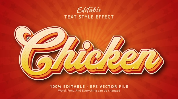 Editable text effect, Chicken text on red layered style template