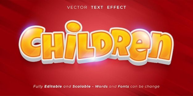 Editable text effect Children 3d text style concept