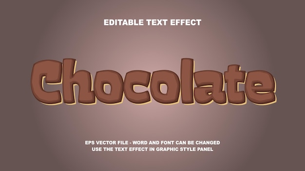 Editable Text Effect Chocolate 3D Vector Template