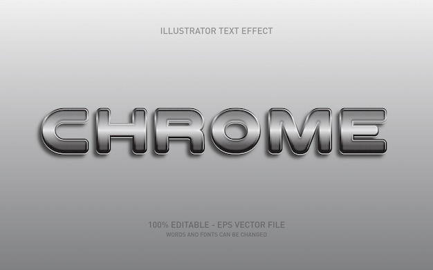 Editable text effect, chrome style illustrations