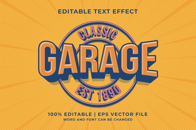 Editable text effect - Classic Garage Retro template style premium vector