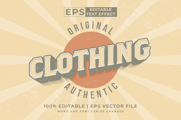 Editable text effect clothing badge 3d vintage style premium vector