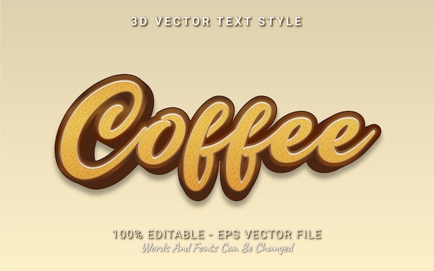 editable text effect coffee 3d style 