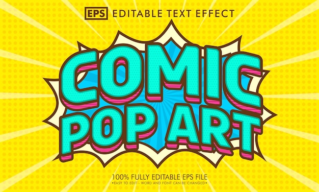 Editable text effect in comic pop art style