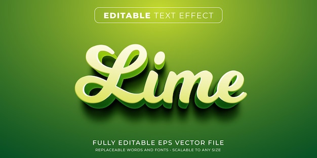 Editable text effect in cursive green lime style